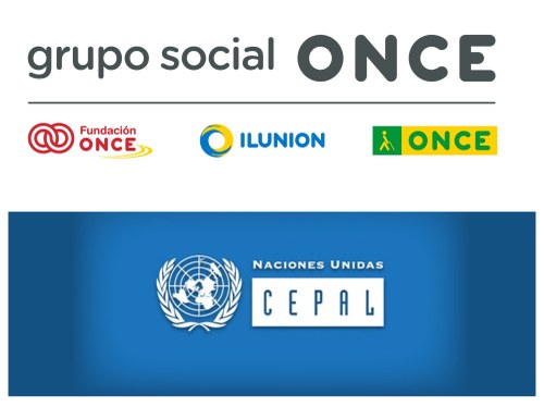 Logos del Grupo Social ONCE (arriba) y de CEPAL
