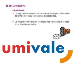 Montaje gráfico con la imagen del Sello Bequal y (debajo) el logo de 'umivale'
