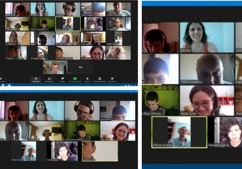 Capturas de imagen de diversas sesiones del curso telemático de inglés con sus participantes