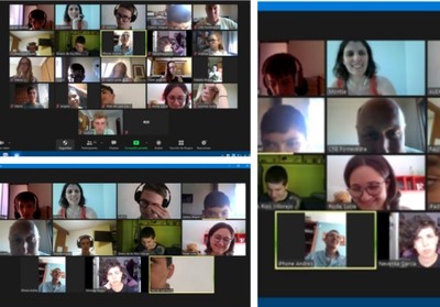 Capturas de imagen de diversas sesiones del curso telemático de inglés con sus participantes