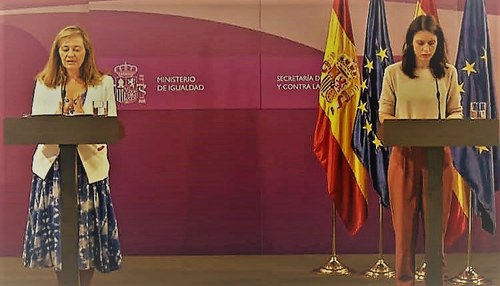 La ministra Montero (a la derecha) y la delegada del Gobierno para la Violencia de Género, en la presentación de resultados