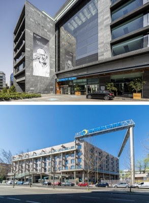 Los hoteles madrileños Atrium (arriba) y Alcalá Norte, ambos de la cadena Ilunion