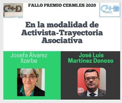 Cartel de reconocimiento de los premios Cermi a Fefa Álvarez y Martínez Donoso