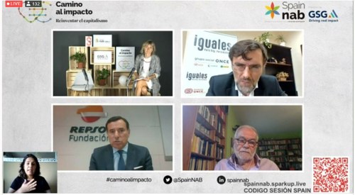 Pantallazo de la reunión telemática, con Alberto Durán, arriba a la derecha.
