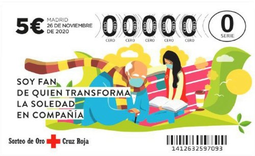 Reproducción de un boleto del Sorteo de Oro de la Cruz Roja Española 2020