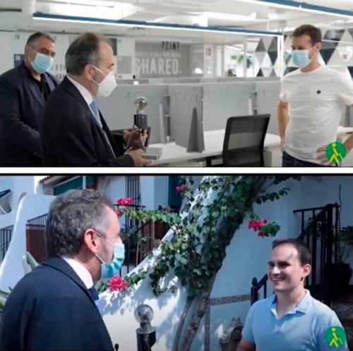 Arriba, Luis Natalio Royo entrega el galardón al responsable de Imbenta, y abajo Cristóbal Martínez entrega el premio a Biometric Vox