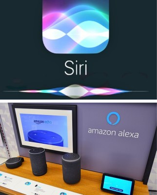 Montaje con las imágenes de Siri y Alexa