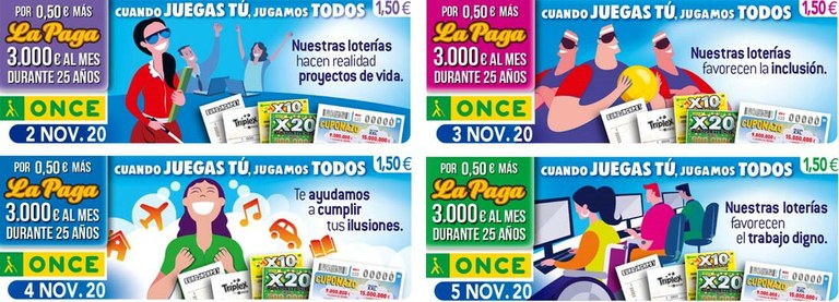Collage con las imágenes de los cuatro cupones que componen la colección