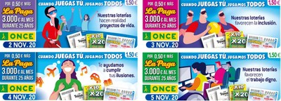 Collage con las imágenes de los cuatro cupones que componen la colección