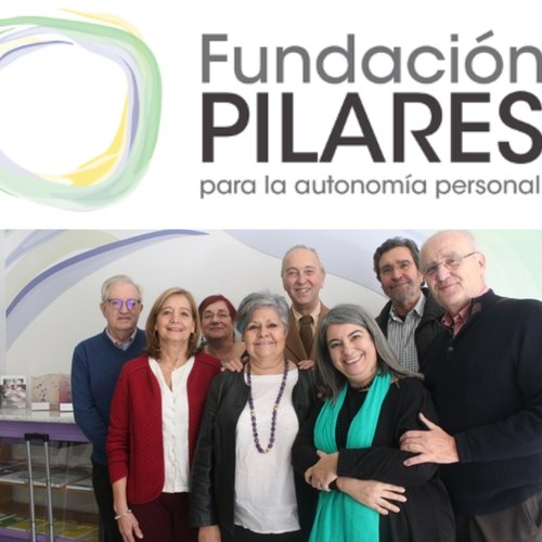 Montaje gráfico con el logo de Fundación Pilares y una imagen de archivo de su Patronato en pleno