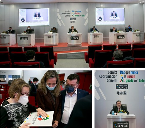Collage de imágenes. Arriba, panorámica de la cabecera del CCG. Abajo. distintos momentos de las reuniones.