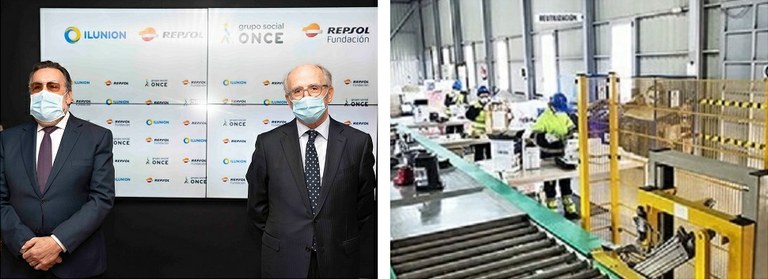 Carballeda y Brufau en la sede de Ilunion a la izquierda. Una de las plantas de reutilización de Ilunion.