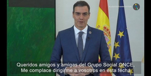 Fotograma del mensaje del presidente del gobierno Pedro Sánchez