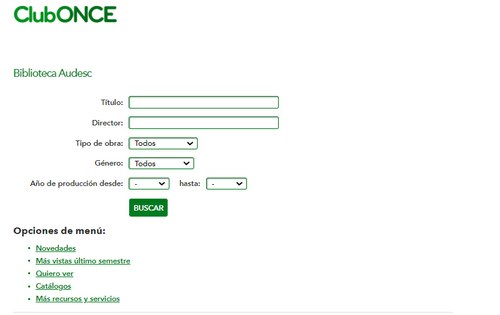 Buscador de la videoteca Audesc del ClubONCE