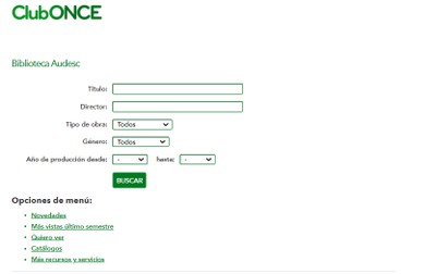 Buscador de la videoteca Audesc del ClubONCE