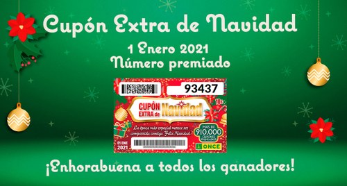 Cupón premiado en el sorteo extra de Navidad de la ONCE