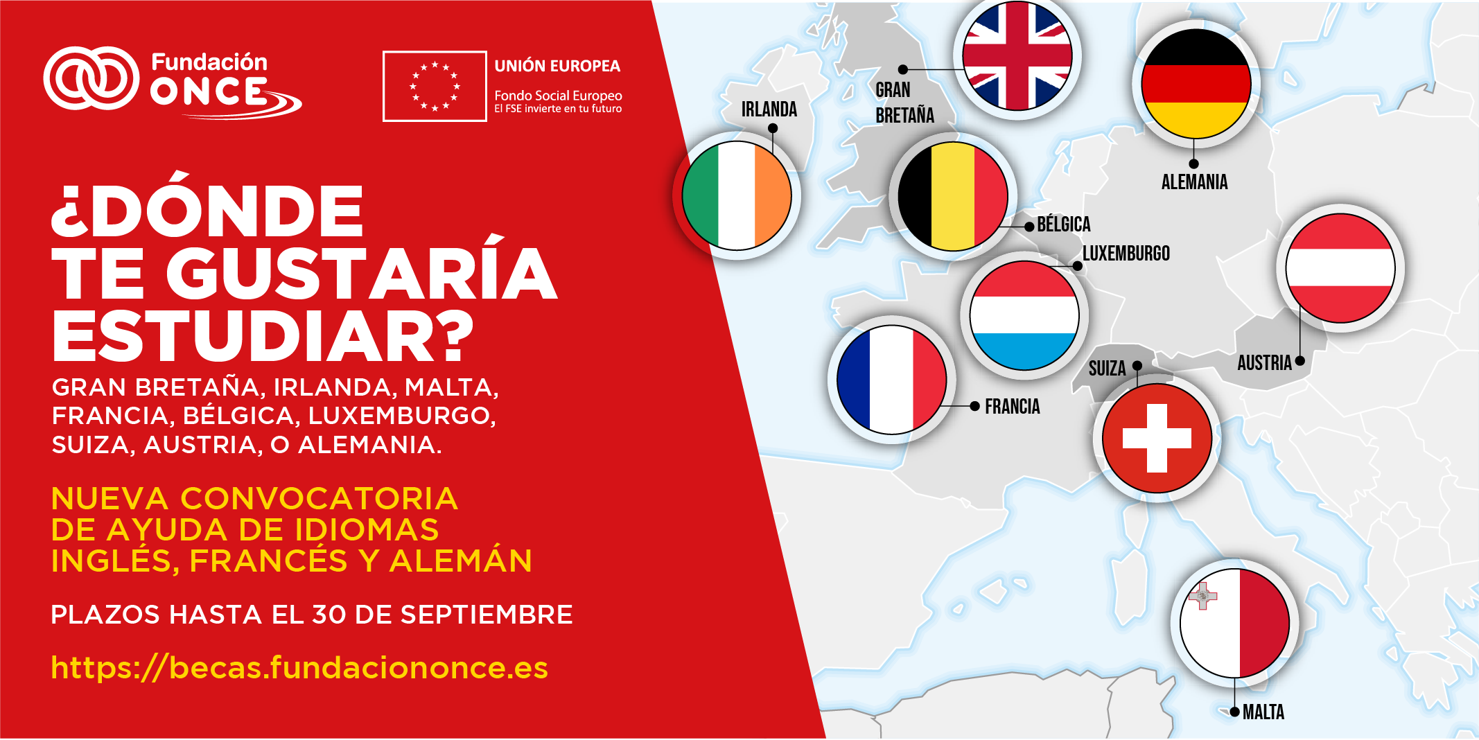 Cartel de la convocatoria de las becas de idiomas