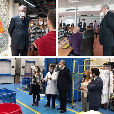Collage de imágenes de la visita por Ilunion, Fundación y Dirección General de la ONCE