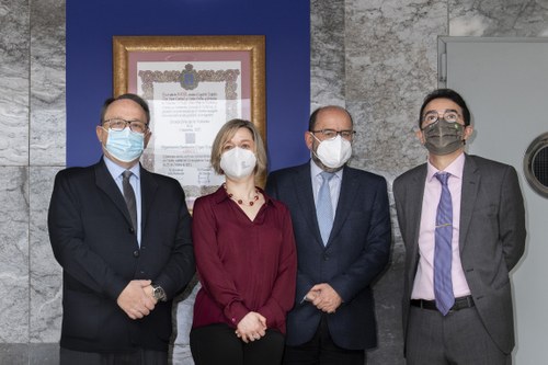 Carlos Félix Sánchez Ferrer, Ana Varas, Juan Antonio Huertas y Andrés Ramos, en el acto inaugural de las jornadas