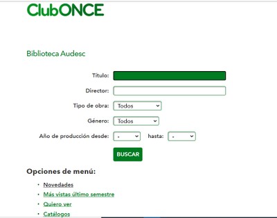 Buscador de la videoteca Audesc del ClubONCE