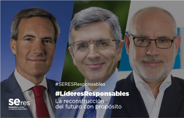 Alejandro Oñoro (a la izda.), Francisco Román y Alberto Navarro, en la diapositiva divulgadora del encuentro Líderes Responsables