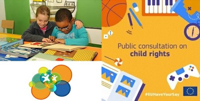 Collage alusivo los derechos de la infancia europea con discapacidad