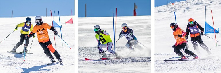 Los tres campeones en plena competición