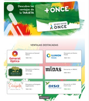Portada del Minisite +ONCE Ventajas