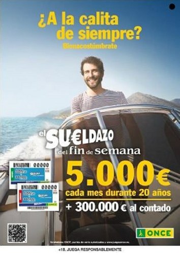 Cartel de Suelzazo de Fin de Semana de la ONCE, con marca visible y QR