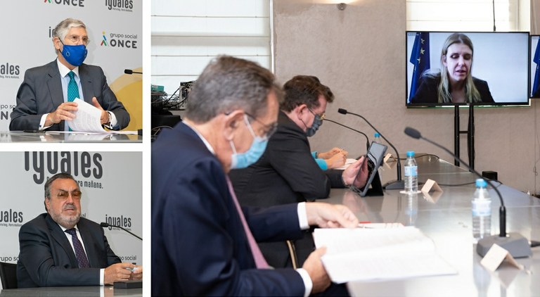 Collage de imágenes. Arriba, el embajador de Portugal, abajo Miguel Carballeda. A la derecha, momento de la intervención de la secretaria de Estado