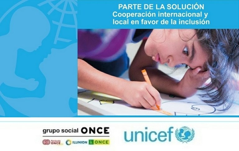 Imagen de la presentación en Youtube del memorandum firmado entre UNICEF y Grupo Social ONCE