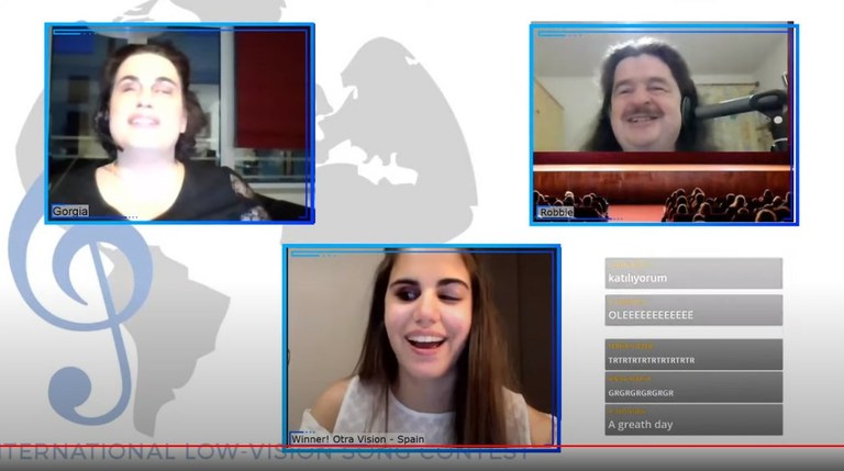 Laura Diepstraten durante la entrevista, en directo vía online, tras conocer el resultado del Festival de Eurovisión para Artistas Ciegos