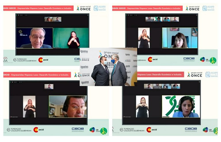 Collage de imágenes con pantallazos de los encuentros Hispano Lusos. En el centro, Carballeda con el embajador portugués-
