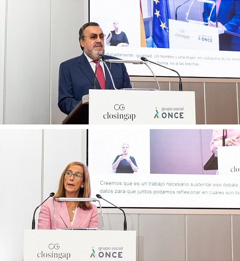 Arriba, Miguel Carballeda, abajo, Marieta Jiménez, durante sus intervenciones en la presentación del informe.
