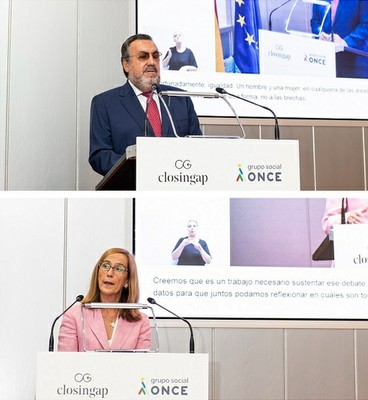 Arriba, Miguel Carballeda, abajo, Marieta Jiménez, durante sus intervenciones en la presentación del informe.