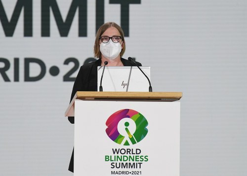Secretaria General de la UMC, Diana Stentoft, durante su discurso de inauguración