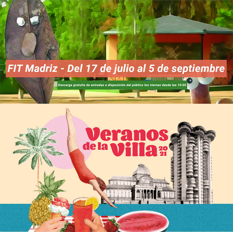 Collage con los carteles de Teatro de Títeres y Veranos de la Villa