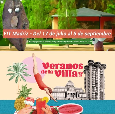 Collage con los carteles de Teatro de Títeres y Veranos de la Villa