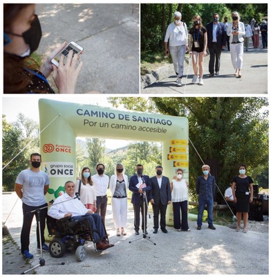 Collage con varios momentos de la presentación de la accesibilidad del Camino de Santiago