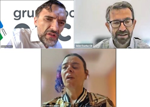 Arriba, Alberto Durán y Javier Dueñas. Abajo, Virginia Carcedo, responsable de Inserta.
