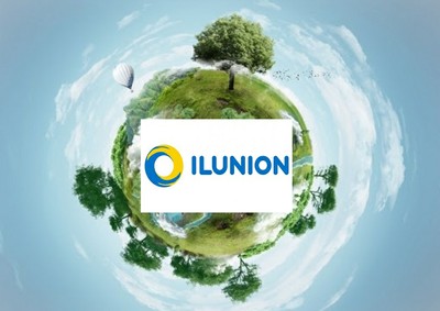 Collage de imáges, con foto de un globo terráqueo con el logo de ILUNION en el centro