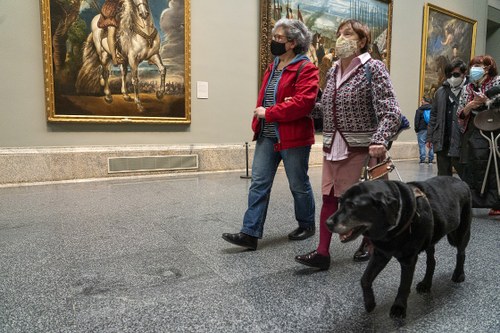 Grupo de personas ciegas realizando una visita al Museo del Prado