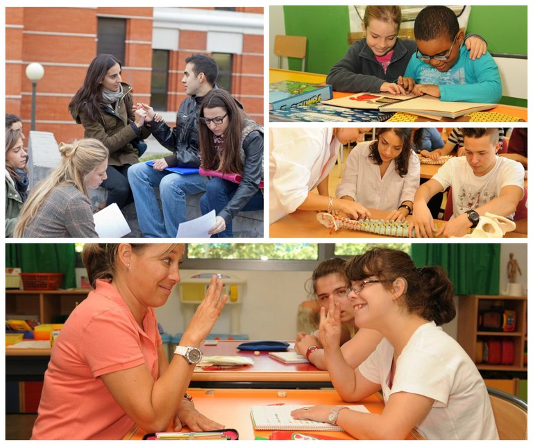 Varios momentos de estudiantes ciegos en los centros educativos