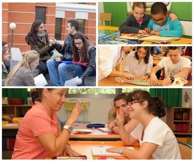 Varios momentos de estudiantes ciegos en los centros educativos