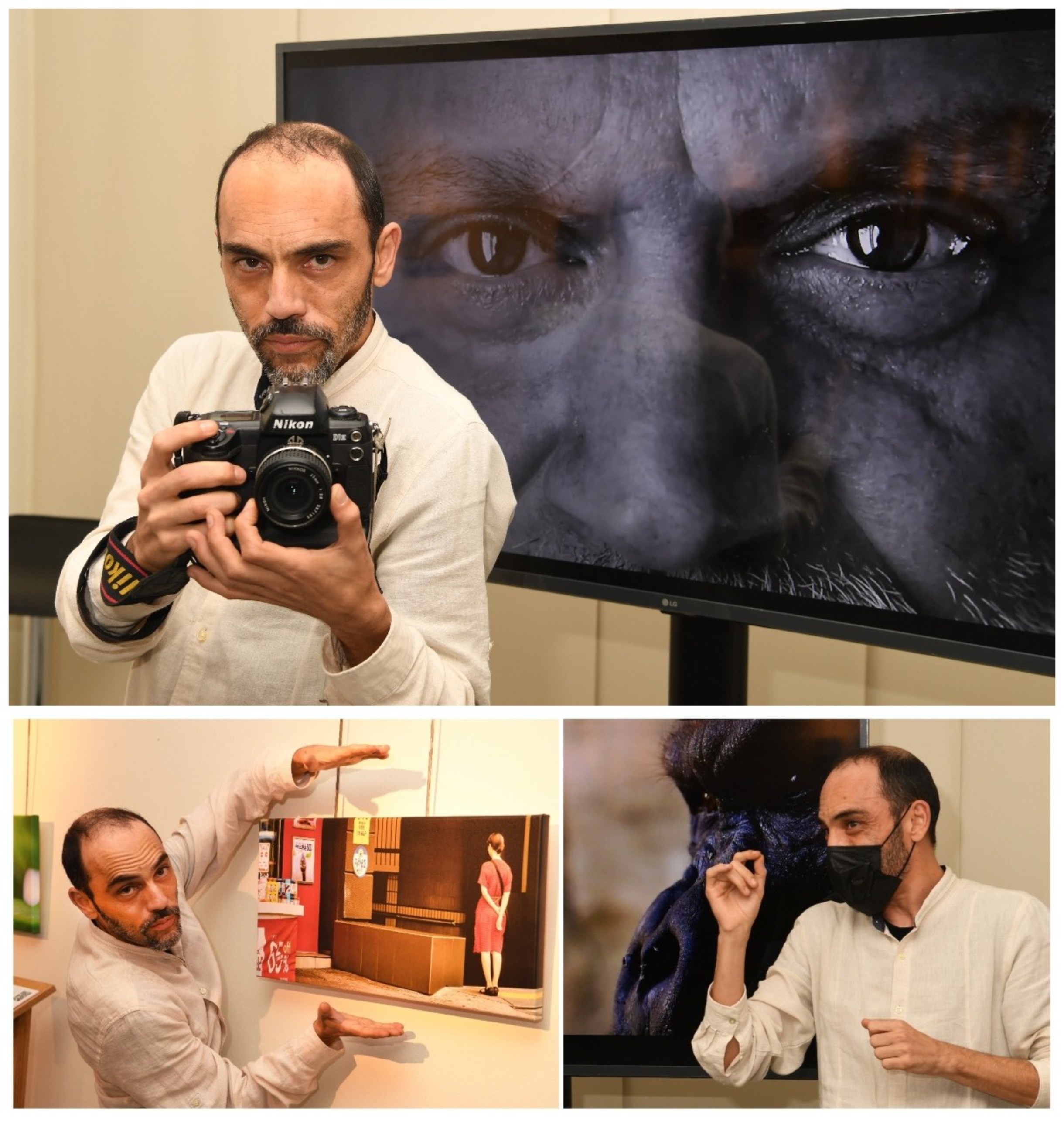 Meliveo durante diferentes momentos de la inauguración