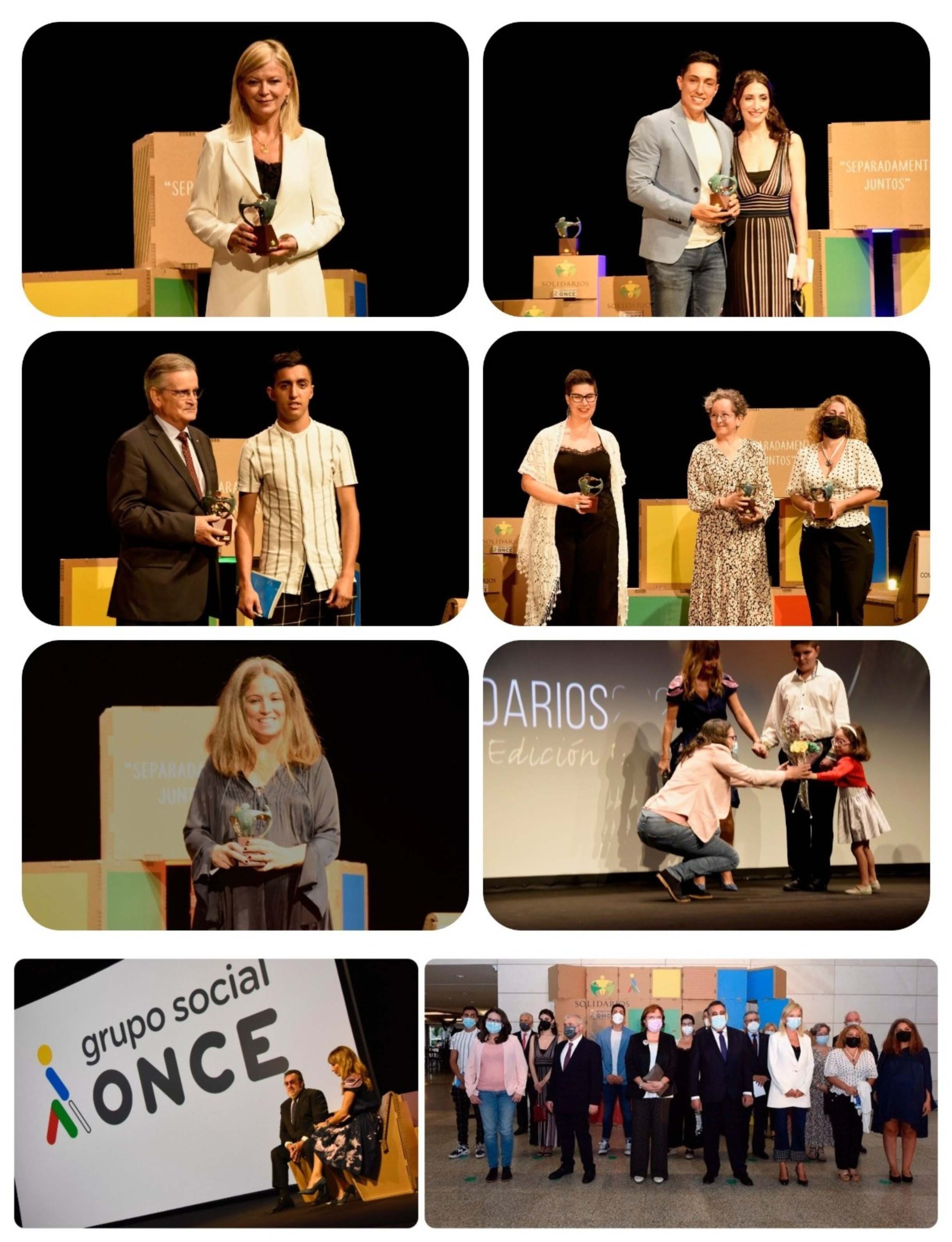 Collage con los ganadores y autoridades de los Premios Solidarios CV