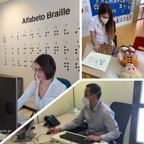 Collage con tres personas afiliadas que han participado en ONCE Inicia