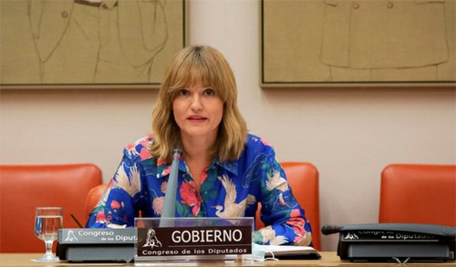 La ministra Pilar Alegría durante su primera comparecencia en la Comisión de Educación del Congreso