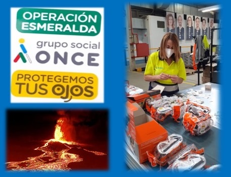Cartel informativo de la acción solidaria del Grupo Social ONCE con la isla de La Palma