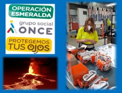 Cartel informativo de la acción solidaria del Grupo Social ONCE con la isla de La Palma